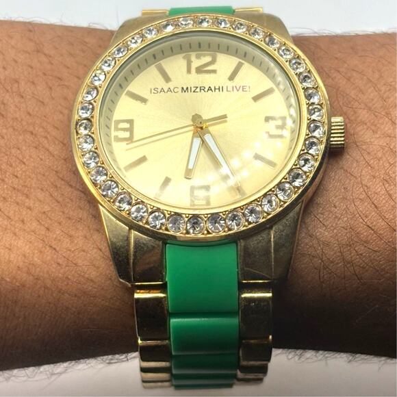 Gold & Green Issac Mizrahi Men's Watch - Picture 2 of 5